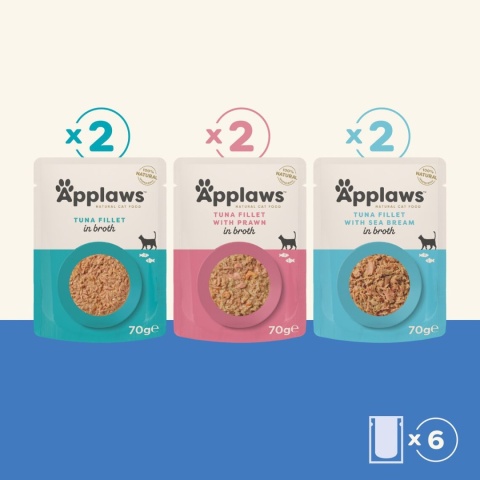 APPLAWS Cat Multipak degustacyjny z rybami w saszetce w bulionie dla kota 6x70g