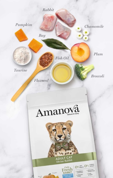 Amanova Cat ADULT Divine Rabbit królik - sucha karma dla kota 1,5kg