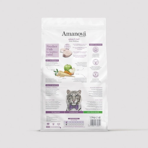 Amanova Cat ADULT Fish Delicacy White Fish biała ryba - sucha karma dla kota 1,5kg
