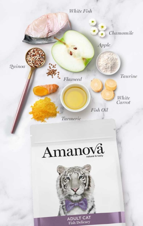 Amanova Cat ADULT Fish Delicacy White Fish biała ryba - sucha karma dla kota 1,5kg