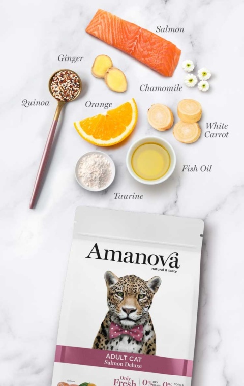 Amanova Cat ADULT Salmon Deluxe łosoś - sucha karma dla kota 1,5kg