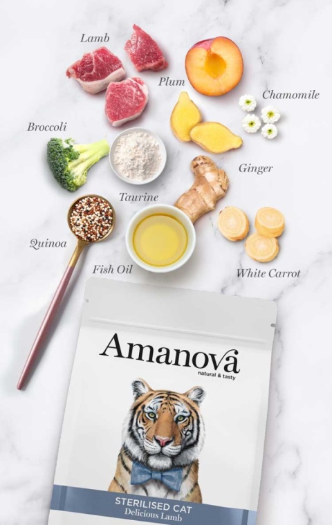 Amanova Cat Sterilised Delicious Lamb jagnięcina - sucha karma dla kota 300g