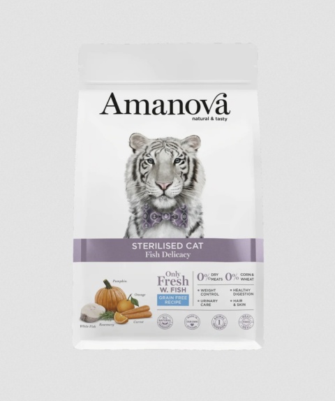 Amanova Cat Sterilised Fish Delicacy biała ryba - sucha karma dla kota 300g
