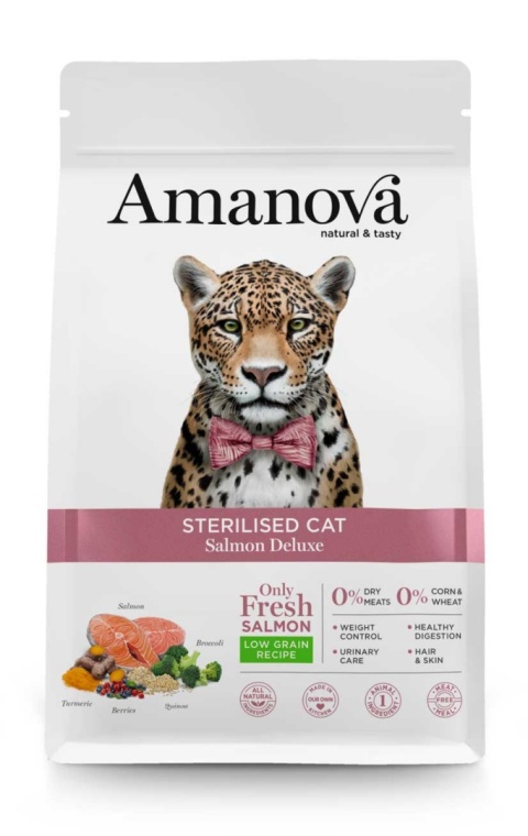 Amanova Cat Sterilised Salmon Deluxe łosoś - sucha karma dla kota 300g