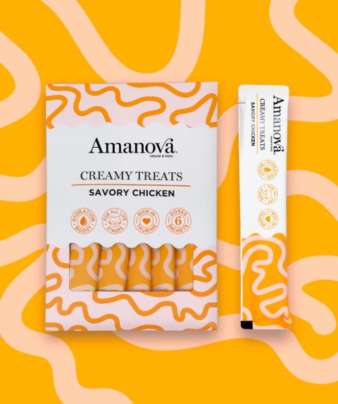 Amanova Savory Chicken Creamy Treats - kremowy przysmak dla kota 6x15g