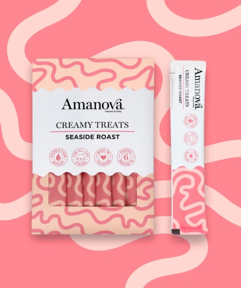 Amanova Seaside Roast Tuna & Chicken liver Creamy Treats - kremowy przysmak dla kota 6x15g