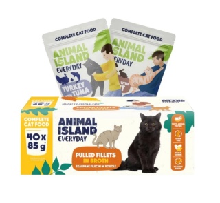 Animal Island 40x85g cielęcina z królikiem i indyk z tuńczykiem - mokra karma dla kota w rosole