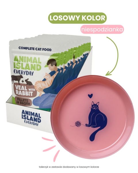 Animal Island Cielęcina z królikiem 12x85g + SZKLANY TALERZYK edycja limitowana