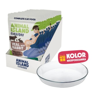 Animal Island Cielęcina z królikiem 12x85g + SZKLANY TALERZYK edycja limitowana