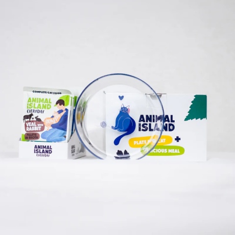 Animal Island Cielęcina z królikiem 12x85g + SZKLANY TALERZYK edycja limitowana