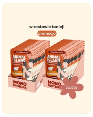 Animal Island Jagnięcina 20x100g - karma monobiałkowa pasztet dla kota zestaw