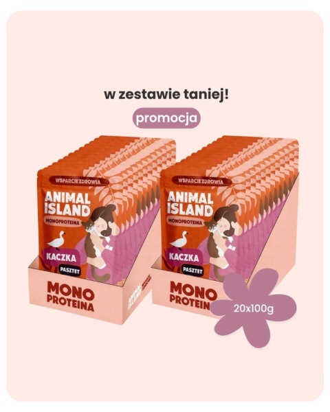 Animal Island Kaczka 20x100g - karma monobiałkowa pasztet dla kota zestaw