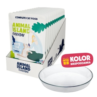 Animal Island Biała ryba 12x85g + SZKLANY TALERZYK edycja limitowana