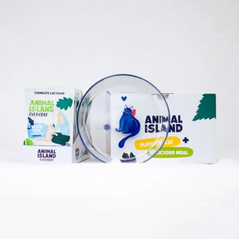 Animal Island Biała ryba 12x85g + SZKLANY TALERZYK edycja limitowana