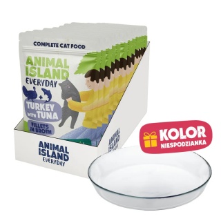Animal Island Indyk z tuńczykiem 12x85g + SZKLANY TALERZYK edycja limitowana
