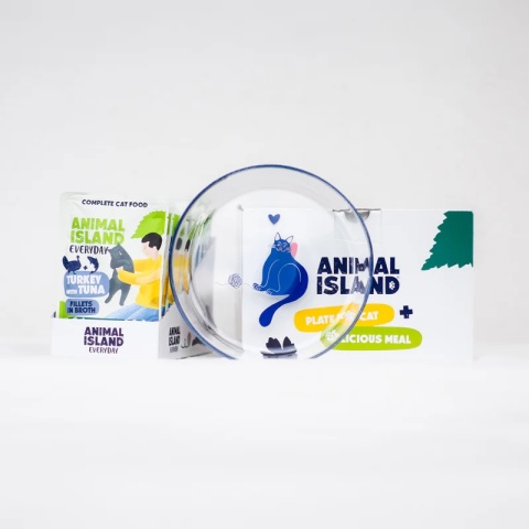 Animal Island Indyk z tuńczykiem 12x85g + SZKLANY TALERZYK edycja limitowana