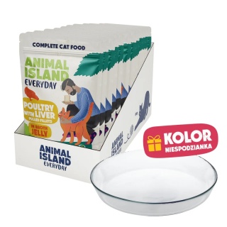 Animal Island Drób z wątróbką 12x85g + SZKLANY TALERZYK edycja limitowana