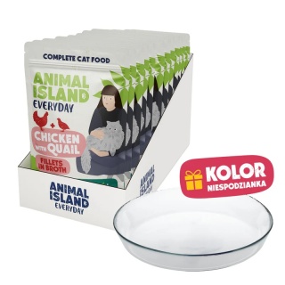 Animal Island Kurczak z przepiórką 12x85g + SZKLANY TALERZYK edycja limitowana