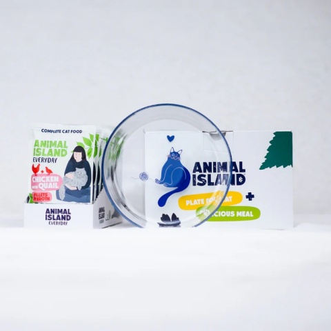 Animal Island Kurczak z przepiórką 12x85g + SZKLANY TALERZYK edycja limitowana