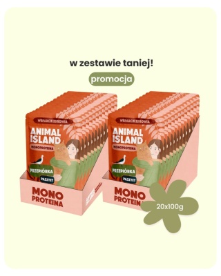 Animal Island Przepiórka 20x100g - karma monobiałkowa pasztet dla kota zestaw