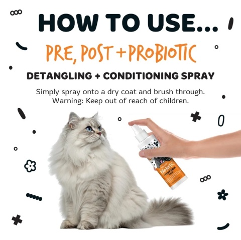 Bugalugs Detangling & Conditioning Spray - probiotyczny spray odżywczy ułatwiający rozczesywanie sierści kota 200ml