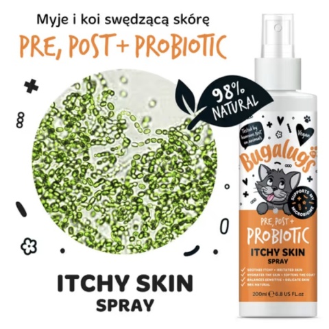 Bugalugs Itchy Skin Spray - probiotyczny spray łagodzący świąd i wspierający mikrobiom skóry kota 200ml