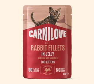 Carnilove Jelly Kitten królik z nagietkiem filety w galaretce - karma mokra dla kociąt 85g