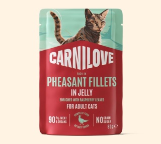 Carnilove Jelly bażant z liśćmi malin filety w galaretce - karma mokra dla kota 85g