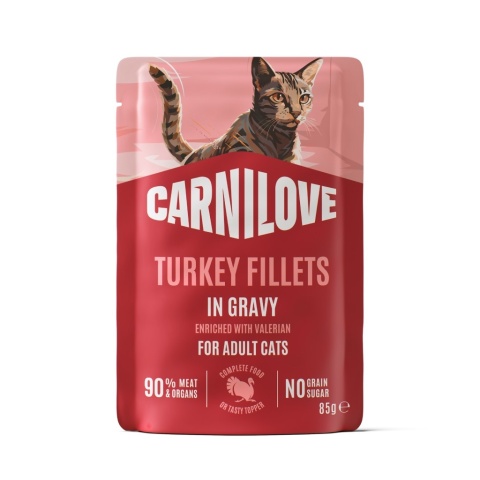 Carnilove Gravy indyk z walerianą filety w sosie - karma mokra dla kota 85g