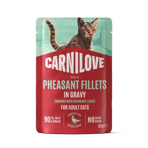 Carnilove Gravy bażant z liśćmi malin filety w sosie - karma mokra dla kota 85g