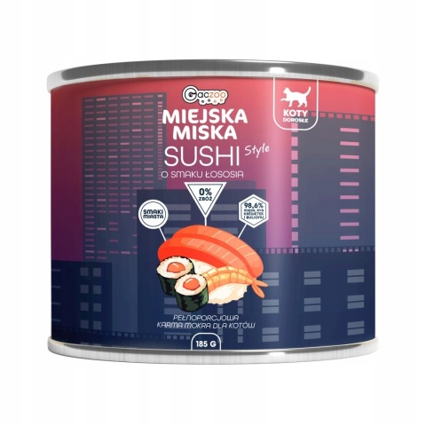 Gaczoo Miejska Miska Sushi Style - łosoś i indyk karma dla kota 185g