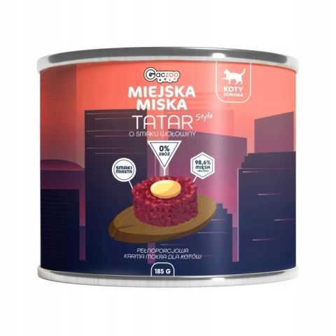 Gaczoo Miejska Miska Tatar Style - indyk i i wołowina karma dla kota 185g