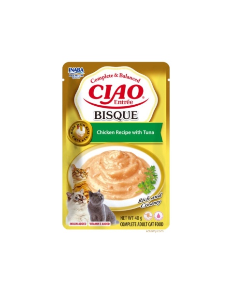 Inaba CIAO Entree Bisque Chicken Tuna - aksamitne puree dla kota 40g