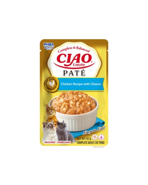Inaba CIAO Entree Pate Chicken Cheese - paski mięsa w pasztecie dla kota 40g