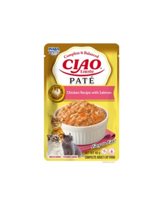 Inaba CIAO Entree Pate Chicken Salmon - paski mięsa w pasztecie dla kota 40g