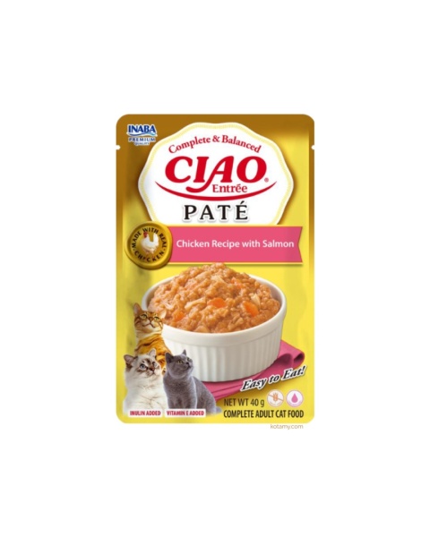 Inaba CIAO Entree Pate Chicken Salmon - paski mięsa w pasztecie dla kota 40g