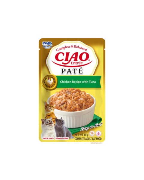 Inaba CIAO Entree Pate Chicken Tuna - paski mięsa w pasztecie dla kota 40g