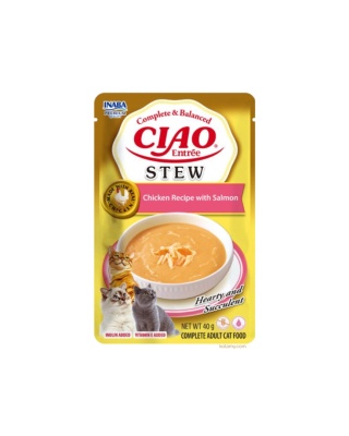 Inaba CIAO Entree Stew Chicken Salmon - kremowy gulasz z kawałkami 40g