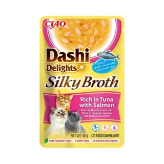 Inaba Dashi Delights Silky Broth Rich in Tuna with Salmon - karma uzupełniająca dla kota w bulionie 40g