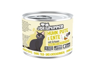 Joe & Pepper Huhn Pute Ente kurczak, indyk i kaczka z groszkiem - mokra karma dla kota 200g