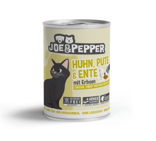 Joe & Pepper Huhn Pute Ente kurczak, indyk i kaczka z groszkiem - mokra karma dla kota 400g