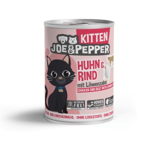 Joe & Pepper Kitten Huhn Rind kurczak i wołowina z mniszkiem lekarskim - mokra karma dla kociąt 400g