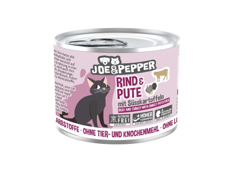 Joe & Pepper Rind Pute wołowina i indyk z batatem - mokra karma dla kota 200g