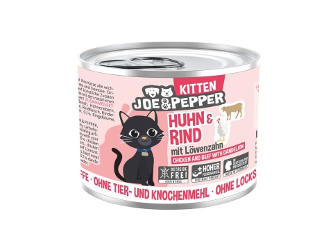 Joe & Pepper Kitten Huhn Rind kurczak i wołowina z mniszkiem lekarskim - mokra karma dla kociąt 200g