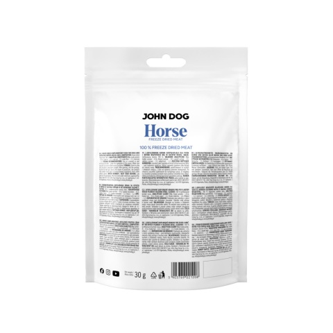 John Dog Freeze Dried Konina - liofilizowany monobiałkowy przysmak dla psa i kota 30g