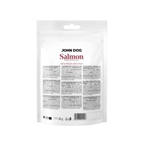 John Dog Freeze Dried Łosoś - liofilizowany monobiałkowy przysmak dla psa i kota 30g
