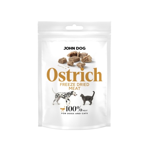 John Dog Freeze Dried Struś - liofilizowany monobiałkowy przysmak dla psa i kota 30g