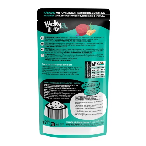 Lucky Lou SuperMono Kangur - monobiałkowa karma dla kota 125g