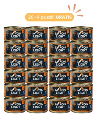 MOONLIGHT DINNER nr 1 ZESTAW PROMOCYJNY 20+4 puszki GRATIS - kurczak i serca kurczaka 80g
