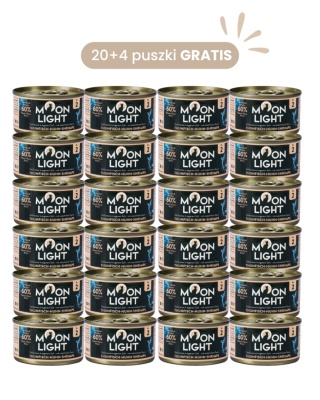 MOONLIGHT DINNER nr 2 ZESTAW PROMOCYJNY 20+4 puszki GRATIS - tuńczyk kurczak i krewetki 80g